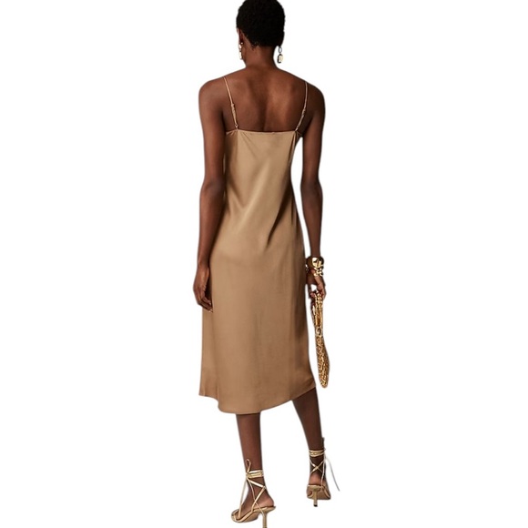 NEW J. CREW Gwyneth Slip Dress in Luster Charmeuse Camel Size 0 - Picture 2 of 11